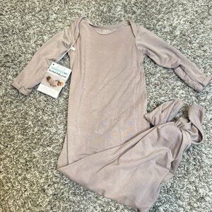 Three Little Tots Modal Mauve Grey Newborn Knotted Gown Baby Gift NWT‎ Minimal